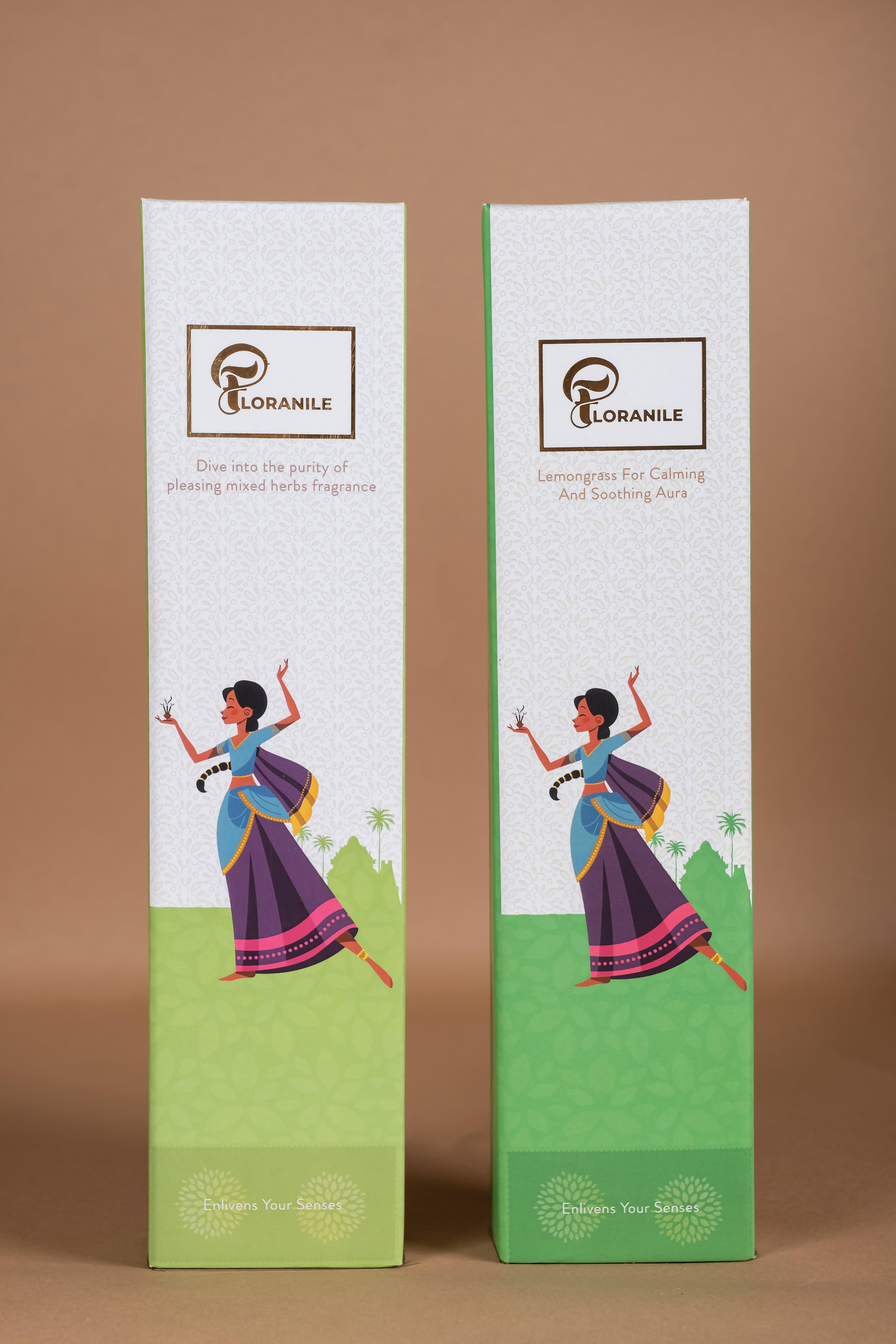Floranile Combo Pack ( Lemongrass & Vedic Aroma ) - Organic Incense Sticks | 100% Hand-rolled | Zero Black Smoke | 70 Sticks